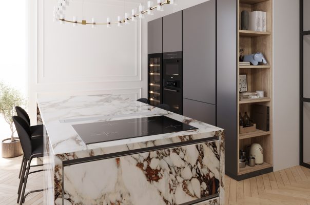 Cucina con isola in ceramica